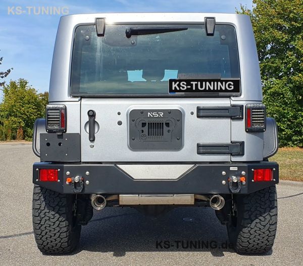 Auspuff Endschalldämpfer quer Ausgang rechts/links 1x100 Typ 25 Jeep Wrangler JK 07-18 FOX JE032005-293 EG-Prüfung / silber