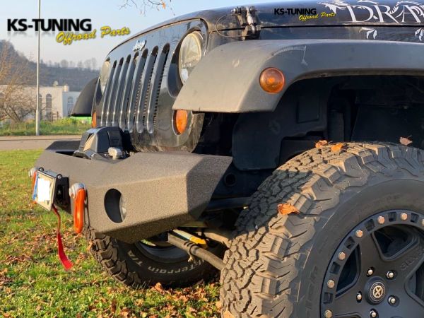 Frontstoßstange Stoßstange Bumper NSR Jeep Wrangler JK 2007- NSR Premium Euro Sport Front Bumper Seilwindenstoßstange ALU schwar