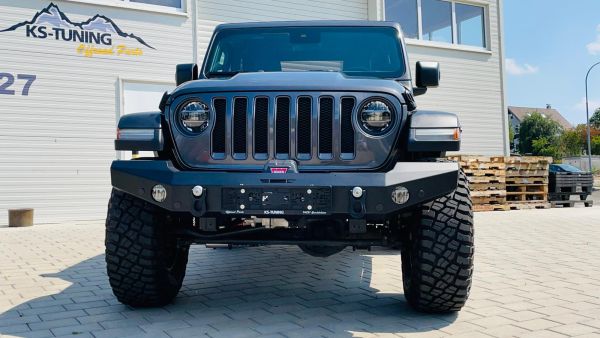 Frontstoßstange Stoßstange Bumper NSR Jeep Wrangler JL 2018-NSR Premium Euro Sport Front Bumper Seilwindenstoßstange Stahl schwa