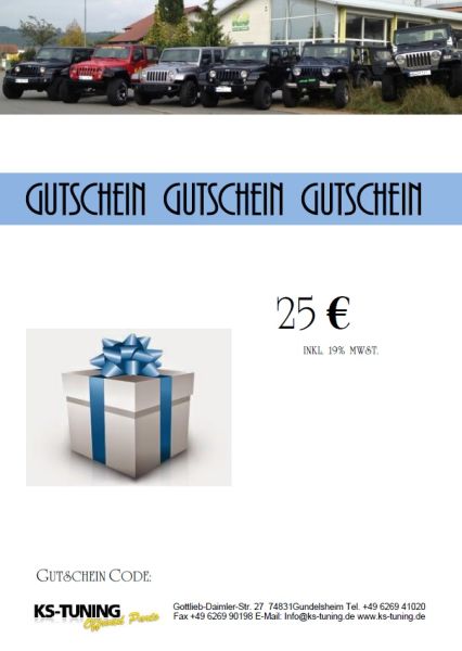 Gutschein KS Webshop 25,00 Euro