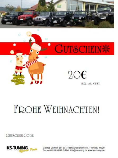 Gutschein zu Weihnachten 20,00 Euro