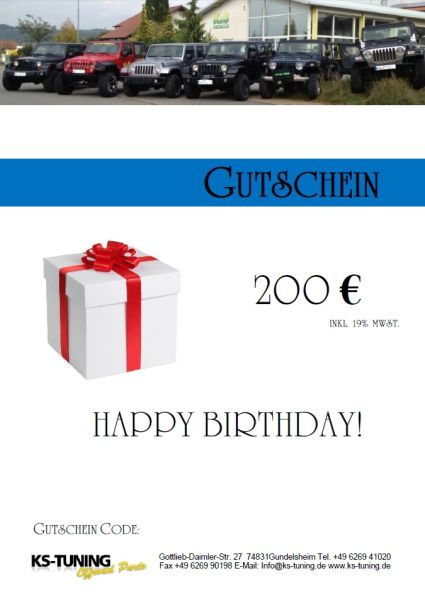 Gutschein zum Geburtstag 200,00 Euro