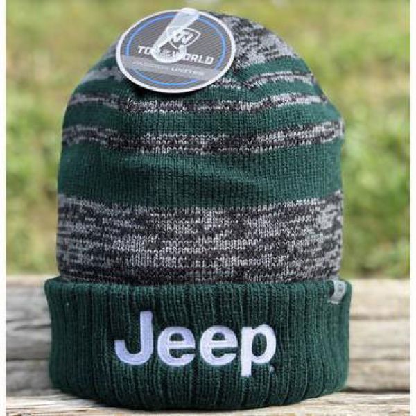 Jeep Cap Mütze Jeep® Logo Strickmütze / Jeep Merchandise KH-JEEPECHOGRN Jeep Logo Knit Beanie Hats Flip Knit in Echo Forest Desi