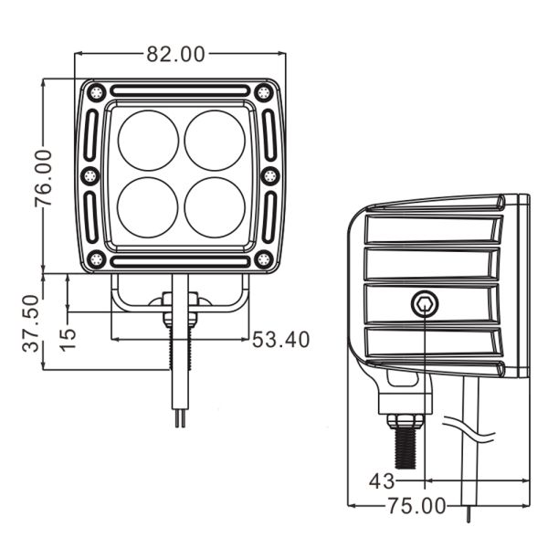 LED Scheinwerfer 4-eckig 20W 1400lm Punktlicht Universal all LTPRTZ Lightparts Arbeitsscheinwerfer