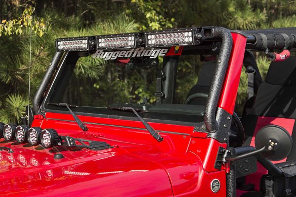 Lampenbügel Scheibenrahmen LED Jeep Wrangler TJ 97-06 Rugged Ridge 11232.08 Windshield LED Light Bar_1