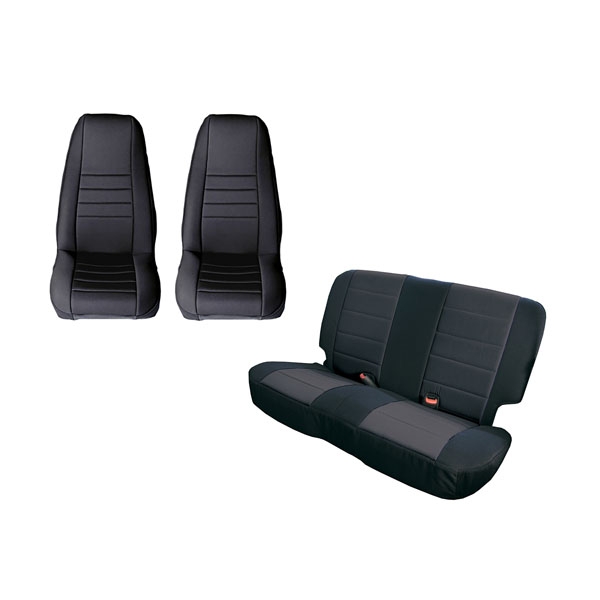 Sitzbezug Schwarz Set Jeep CJ Wrangler YJ 80-90 Rugged Ridge 13290.01 Seat Cover Kit, Black; 80-90 Jeep CJ/YJ