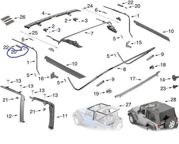 Softtop Bügelverschluß Wrangler JK