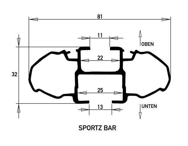 Rhino Rack Sportz Querträger 1370mm (2), Ford Ranger Doka, inkl. Schienen u.Fusskit 50-10JT02001