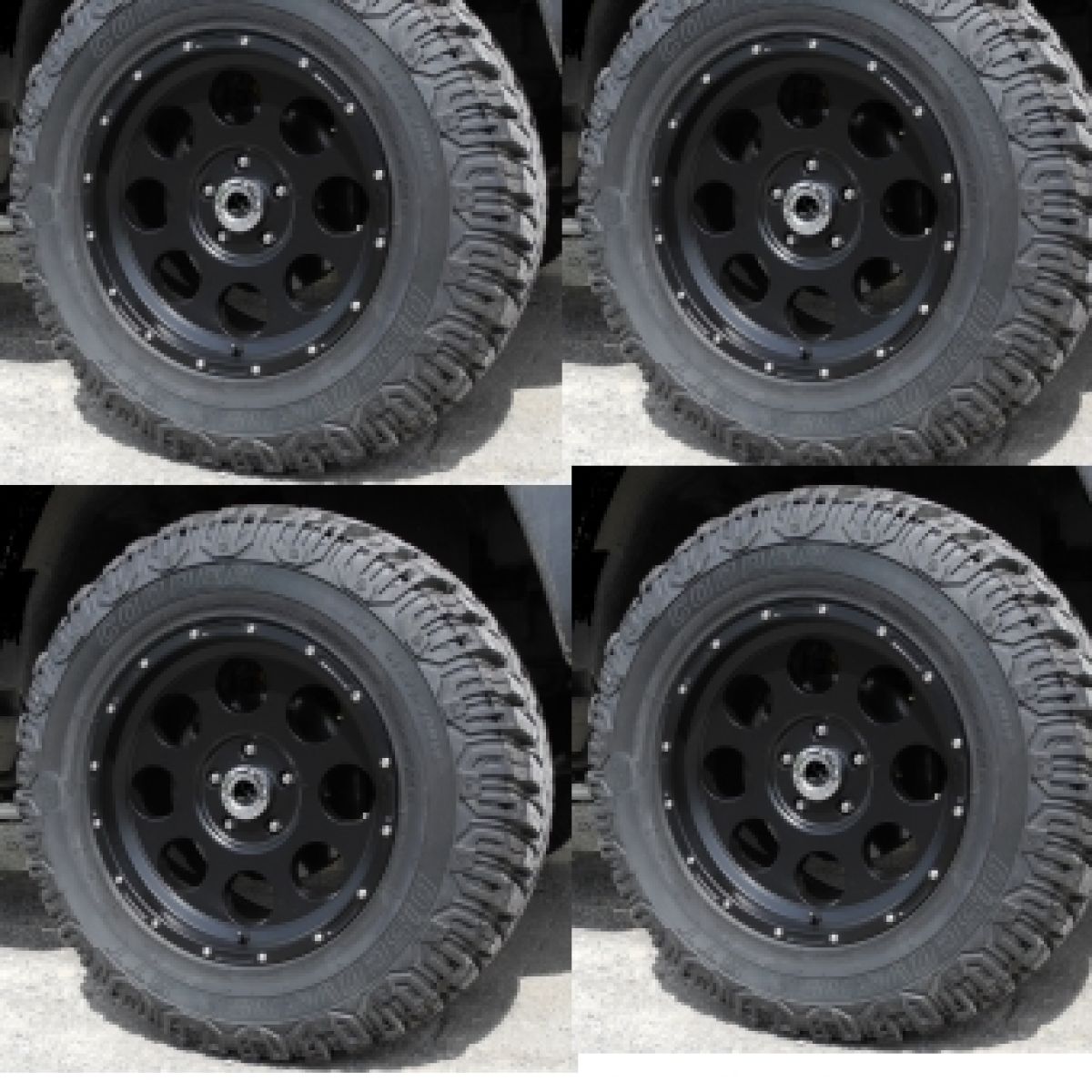 4 Reifen und Alu Felge Alcoa Design 9x17 ET+16 Wrangler JK 07- TÜV schwarz