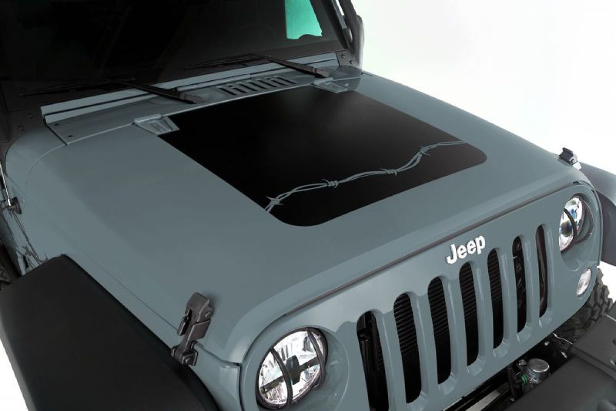 Dekor Aufkleber Motorhaube Rugged Ridge Vinyl Hood Black Out Jeep Wrangler  JK JKU ab 07