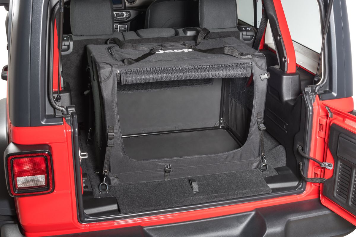 Faltbare Box Hundebox für den Kofferraum Jeep Wrangler JL 18- Mopar  82213729A Collapsible Pet Kennel for