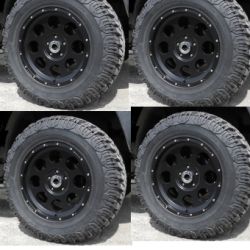 4 Reifen und Alu Felge Alcoa Design 9x17 ET+16 Wrangler JK 07- TÜV schwarz 285/70R17 STT Pro