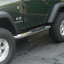 Flankenschutz Jeep Wrangler JK 07-17 2-Türer Edelstahl poliert Rugged Ridge 11593.09 4-In Round Side Steps