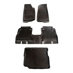 Fußmatten Laderaumwanne Set schwarz Jeep Wrangler JL 4-Türer Rugged Ridge 12988.05 Floor Liner Kit, Black; 18- Jeep 4Dr Wrangler