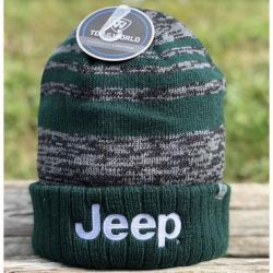 Jeep Cap Mütze Jeep® Logo Strickmütze / Jeep Merchandise KH-JEEPECHOGRN Jeep Logo Knit Beanie Hats Flip Knit in Echo Forest Desi