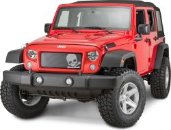 Kühlergrill Kühlerschutz Frontmaske Kühlergrillblende Set Spartan "Totenkopf / Skull" Jeep Wrangler JK 07- Rugged Ridge 12034.33