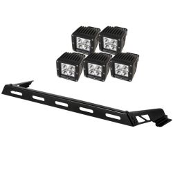 LED Scheinwerfer 3" rund schwarz Set inkl. Scheinwerferhalter Jeep Wrangler JK 07-18 Rugged Ridge 11232.05 Hood Light Bar Kit, 5