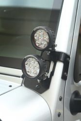 LED Scheinwerfer 3,5" rund schwarz matt Set inkl. Scheinwerferhalter Jeep Wrangler JK 07- Rugged Ridge 11232.32