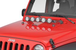 Lampenbügel Motorhaube für 5 LED's schwarz matt für Jeep Wrangler JK 07- Rugged Ridge 11232.03 Hood Light Bar, Black