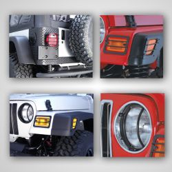 Lampenschutzgitter Set Jeep Wrangler TJ 97-06, 8-teilig, Rugged Ridge 12495.02