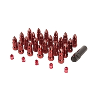 Radmutter 1/2" Set Stahl rot  mit Ventildeckel Alu rot Bullet Style Jeep universal Alloy USA 11293 Bullet Lug Nut and Valve Stem