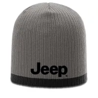 Jeep Cap Mütze Jeep Logo & Trim Strickmütze / Jeep Merchandise KH-JEEPKNITBNEGREY Jeep Logo Knit Beanie Hats Gray with Black Log